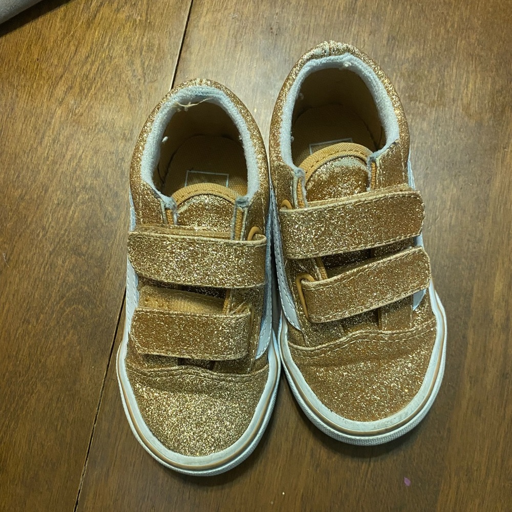 Toddler girl gold sparkly Vans